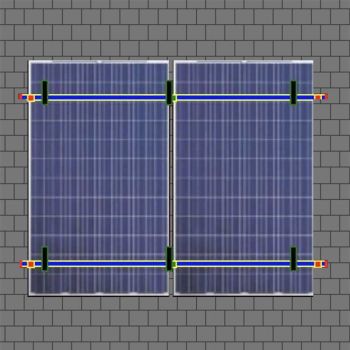 Fixation Tuiles plates - 2 panneaux solaires (portrait) - crochet - K2