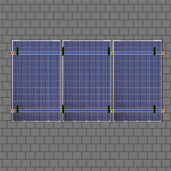 Fixation Tuiles plates - 3 panneaux solaire (portrait) - crochet - K2